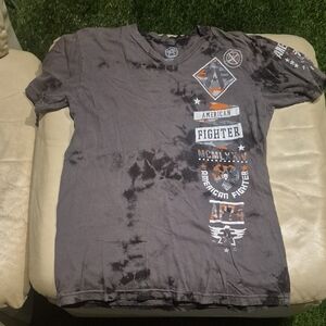 American Fighter Charcoal Tee with Orange and White Accents